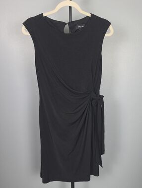 Chetta B Women's Black Sheath Faux Wrap Dress, Size 8